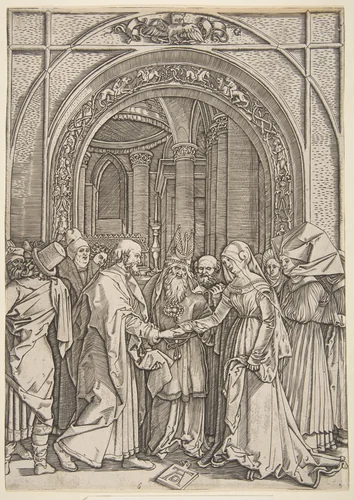 The Betrothal of the Virgin, from "The Life of the Virgin" (copy) by Albrecht Dürer, print, 1505-1511
