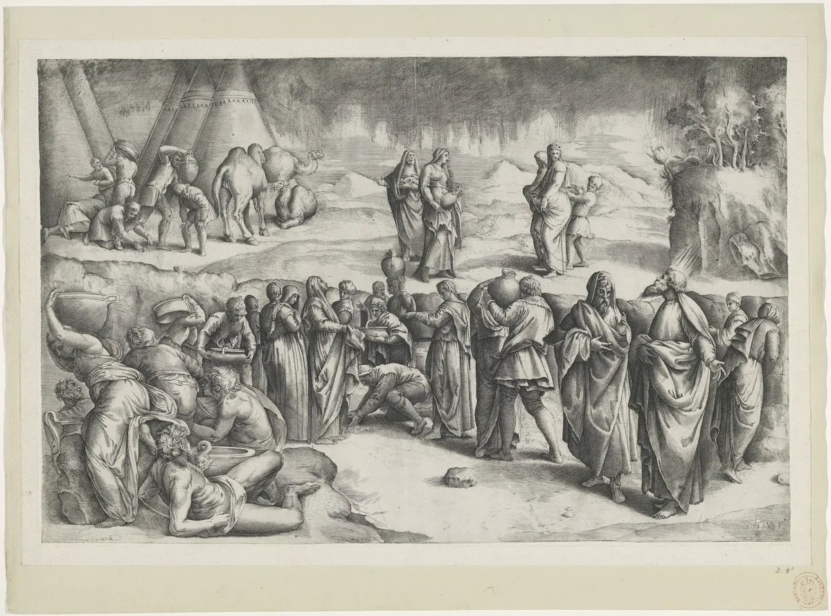 Verzamelen van het manna by Unknown, print, 1508-1561