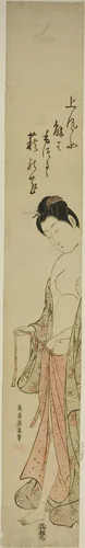 Woman dressing after a bath by Torii Kiyomitsu I, print, 1755-1769