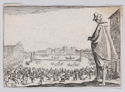 Reverse Copy of La Course de Chars sur la Place Santa Maria Novella a Florence (The Chariot Race on the Piazza Santa Maria Novella in Florence), from "Les Caprices" Series A, The Florence Set by anonymous, print, 1620-1700