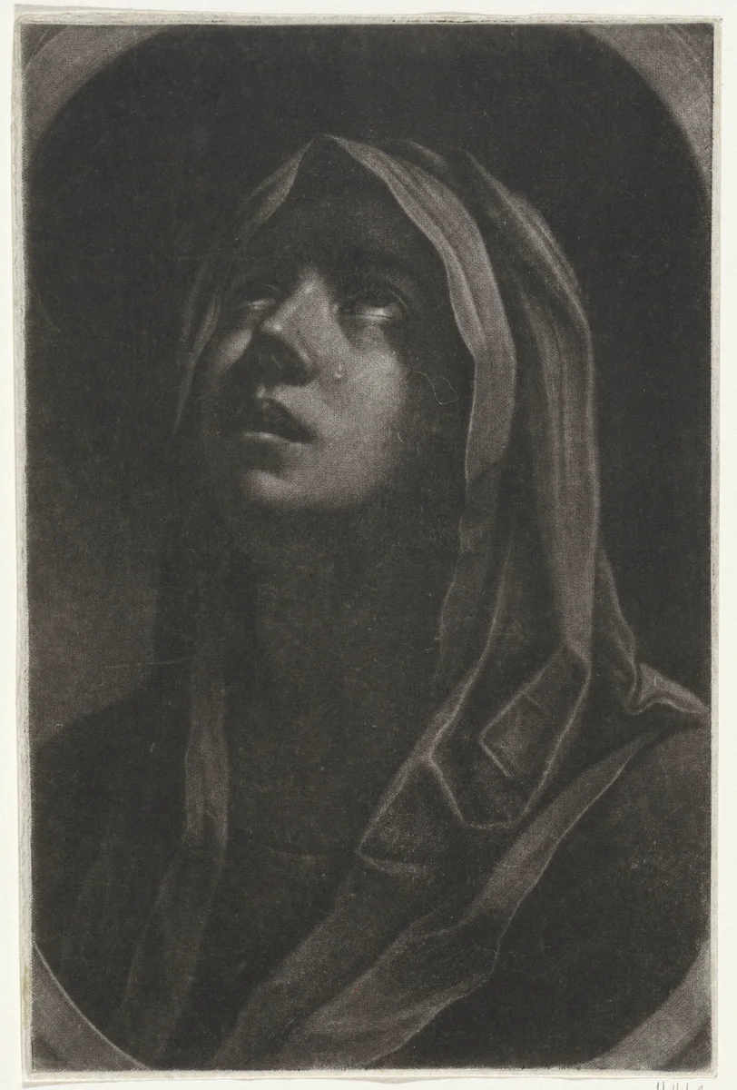 Maria als Mater Dolorosa by Bernard Vaillant, print, 1642-1698