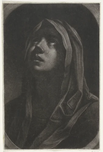 Maria als Mater Dolorosa by Bernard Vaillant, print, 1642-1698