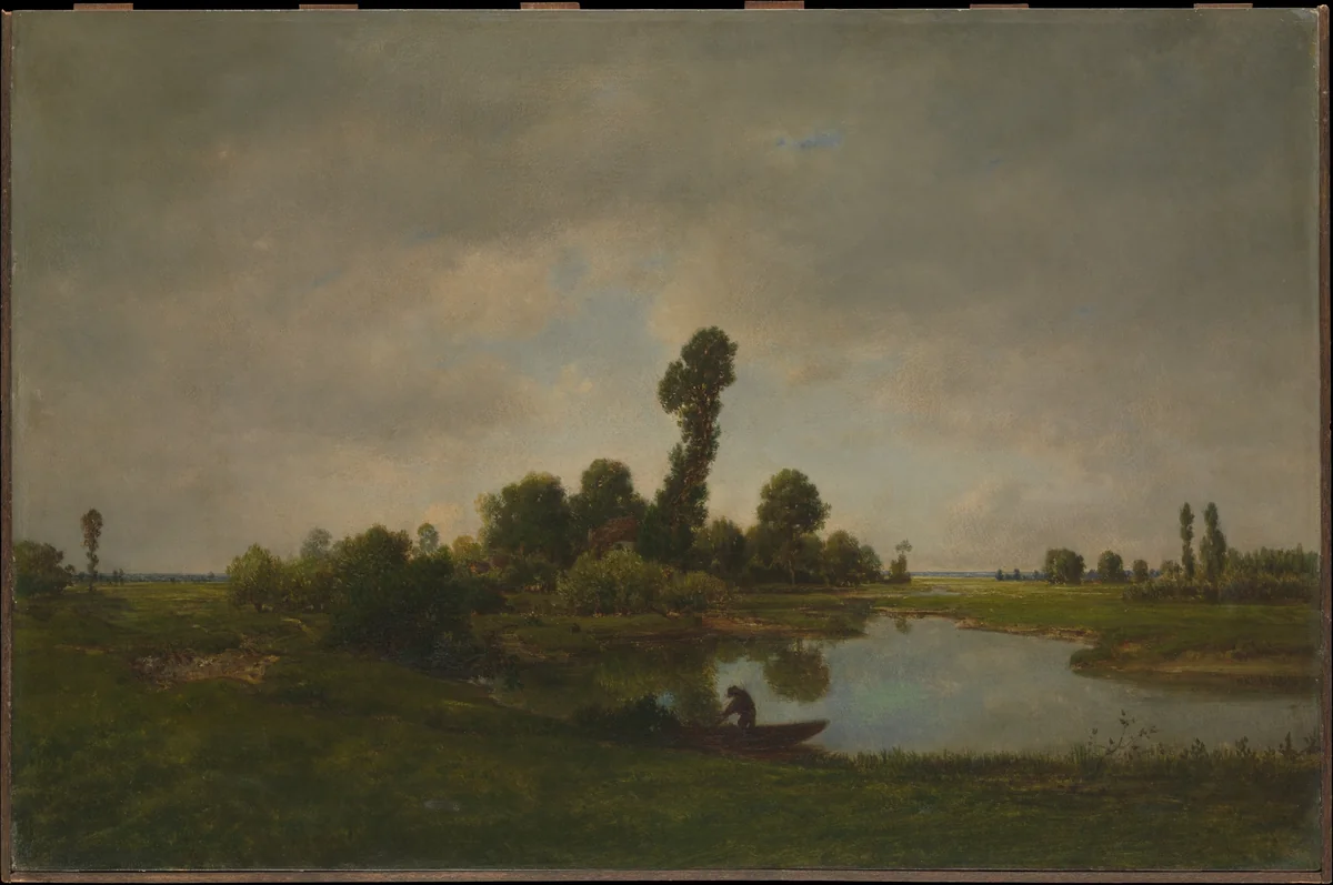 A River Landscape by Théodore Rousseau, painting, 1840-1850