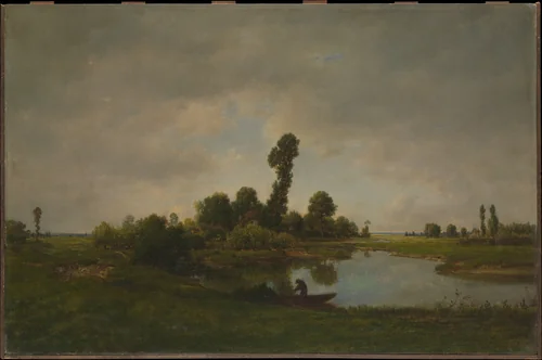 A River Landscape by Théodore Rousseau, painting, 1840-1850