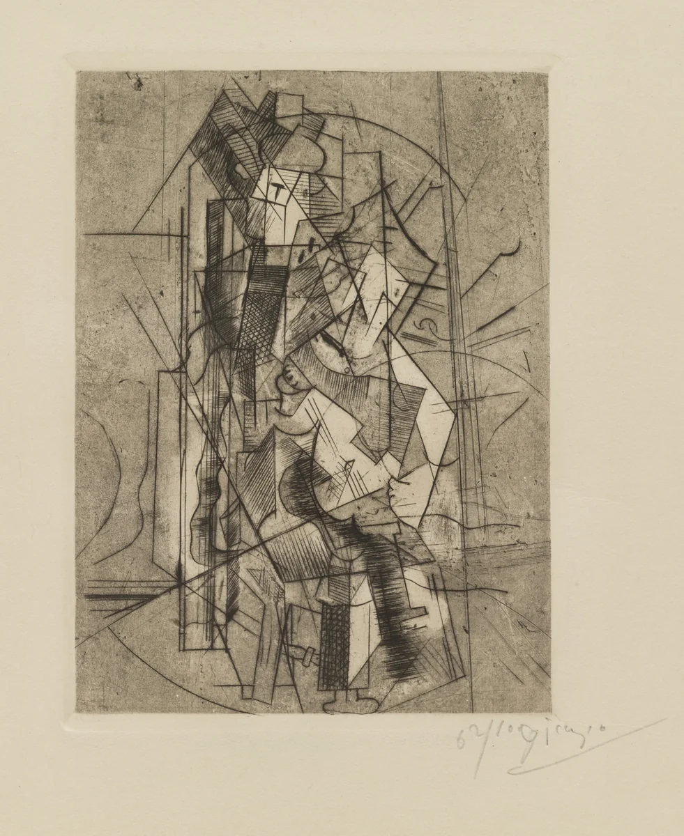 Man with Guitar by Pablo Picasso, print, 1915