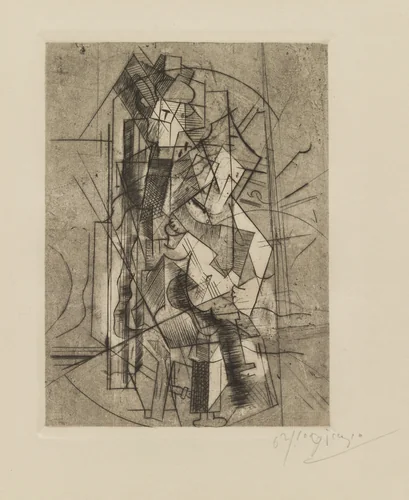 Man with Guitar by Pablo Picasso, print, 1915
