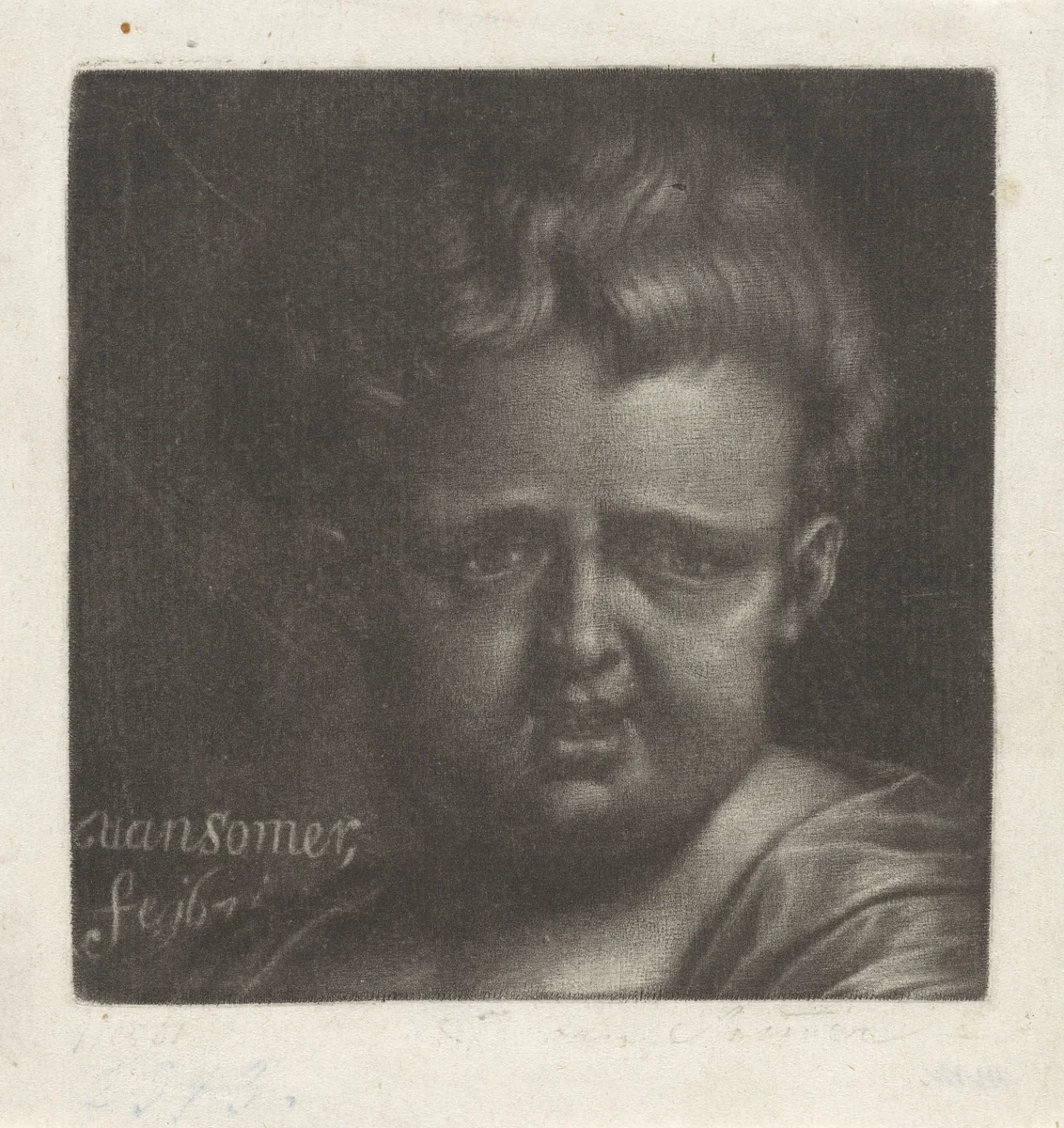 Buste van een kind by Jan van Somer, print, 1671