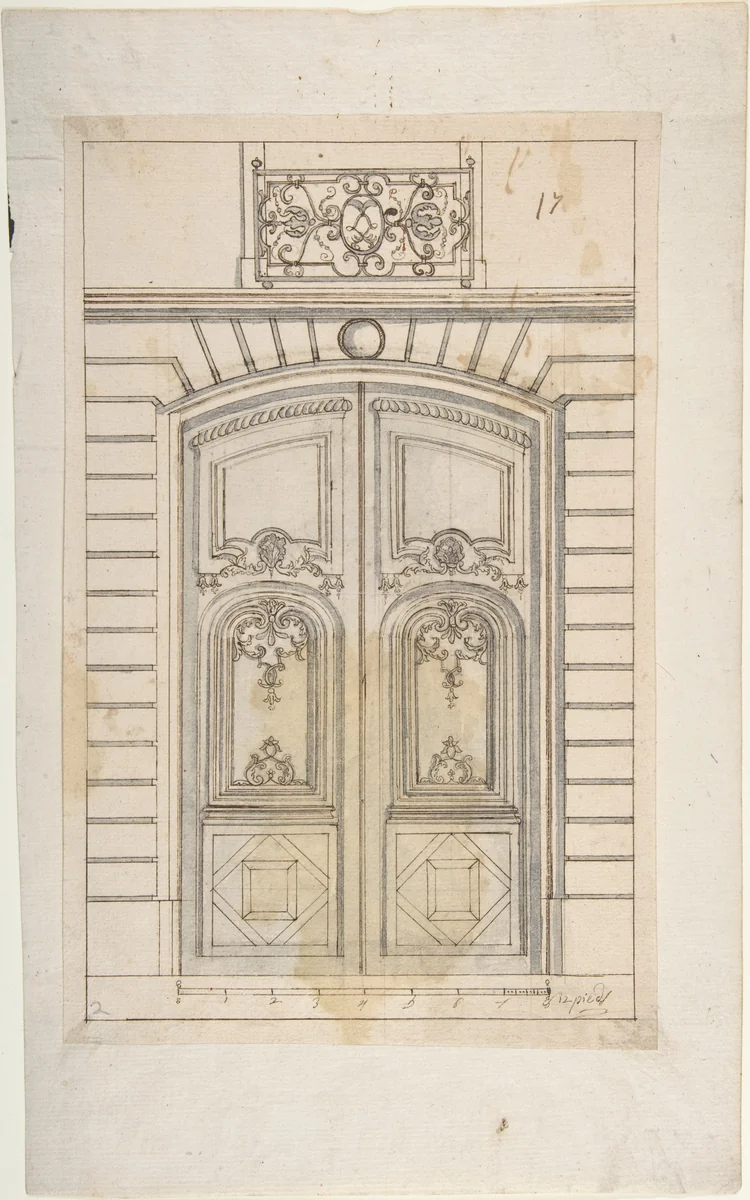 Design for a Doorway to a Rusticated Palace by anonymous, drawing, 1735-1745