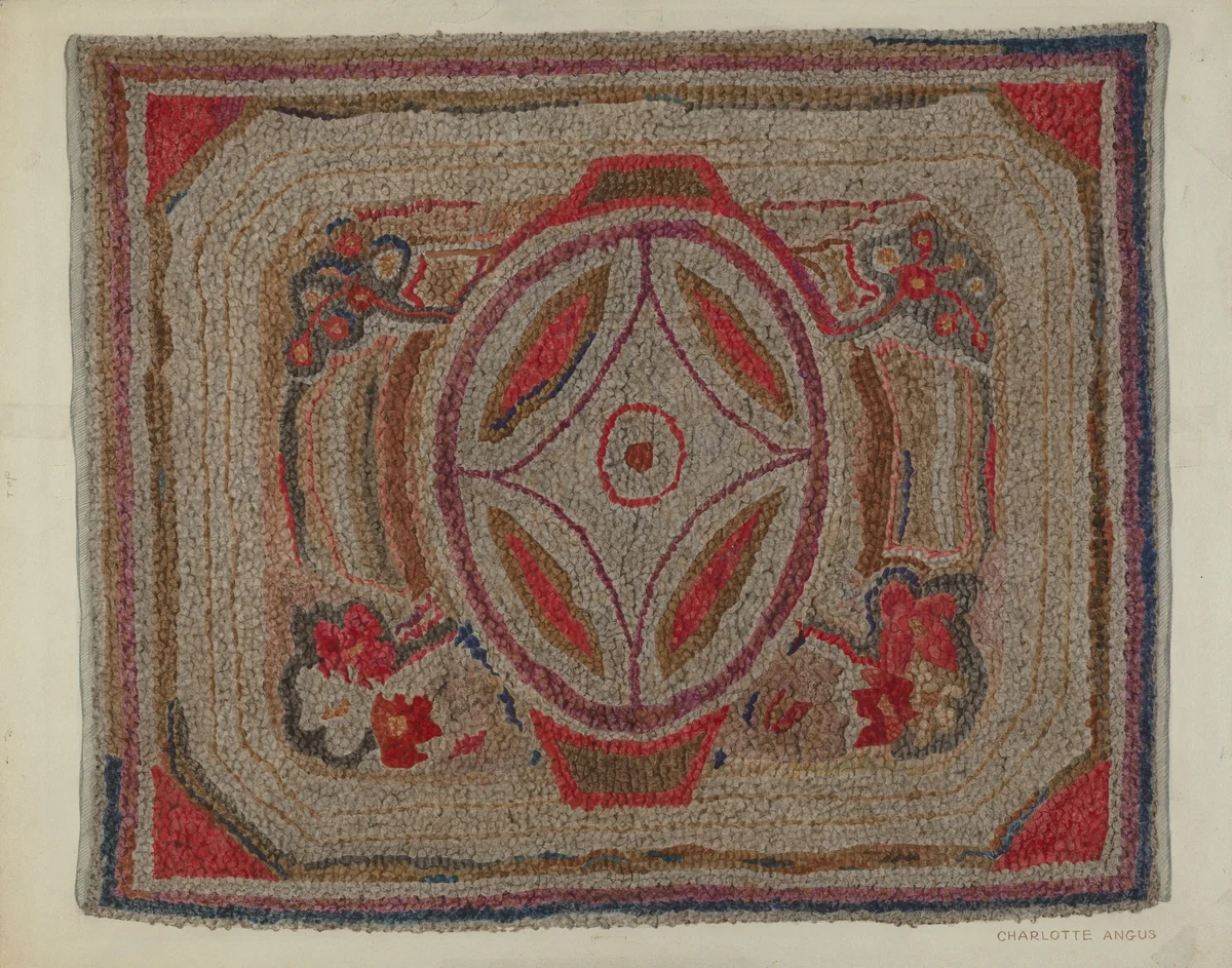 Hooked Rug (Cotton) by Charlotte Angus, index of american design, 1940