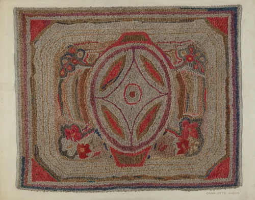 Hooked Rug (Cotton) by Charlotte Angus, index of american design, 1940