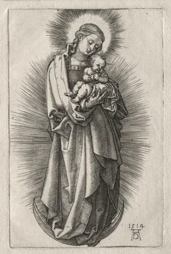 The Virgin with Hairband on a Crescent Moon by Albrecht Dürer, print, 1508