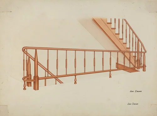 Shaker Stairway by Lon Cronk, index of american design, 1941