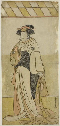 The Actor Yamashita Kinsaku II as Lady Manko (Manko Gozen) in the Play Hatsumombi Kuruwa Soga, Performed at the Nakamura Theater in the First Month, 1780 by Katsukawa Shunsho (勝川 春章), print, 1775-1785