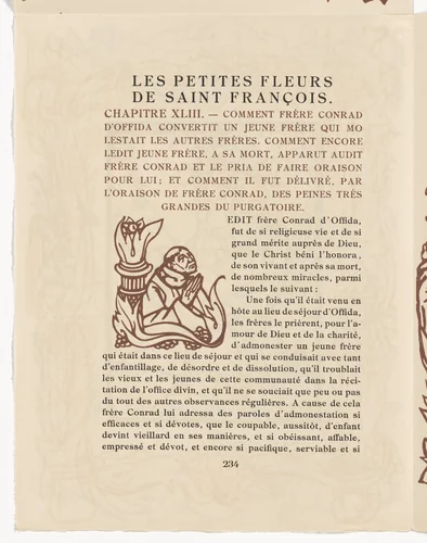 Pictorial initial (page 234) from Les Petites Fleurs de St. François (The Little Flowers of St. Francis) by Émile Bernard, illustrated book, 1928