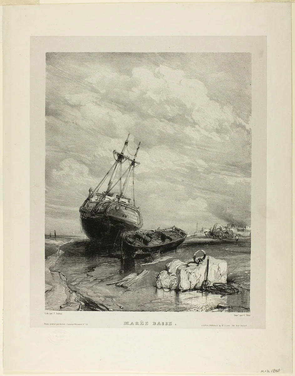 Low Tide, plate six from Six Marines by Eugène Isabey, print, 1833