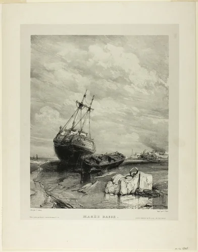 Low Tide, plate six from Six Marines by Eugène Isabey, print, 1833