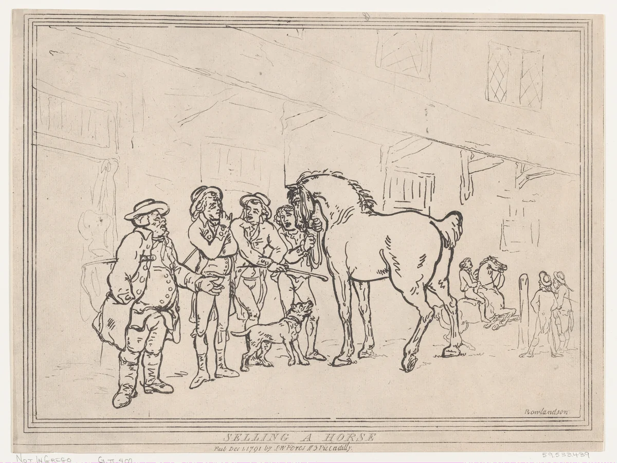 Selling a Horse by Thomas Rowlandson, print, 1791