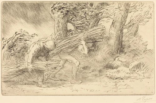 Fagot-gatherers (Les fagottiers) by Alphonse Legros, print, 1837-1911