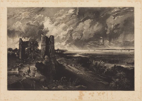 Hadleigh Castle (Small Plate) by David Lucas; John Constable, print, 1831