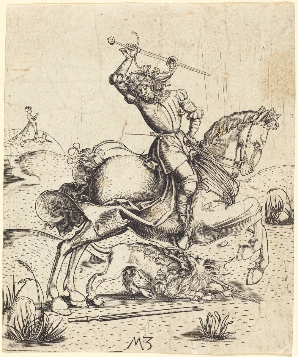 Saint George and the Dragon by Master MZ, print, 1500