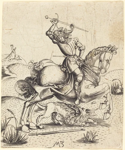 Saint George and the Dragon by Master MZ, print, 1500