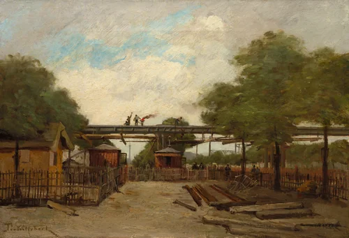 Construction of an Elevated Railway: Bridge over the Cours de Vincennes by Paul Désiré Trouillebert, painting, 1888