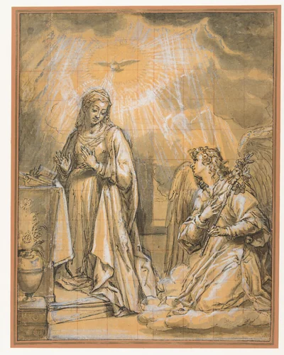 Annunciatie by Peter de Witte, drawing, 1586-1628