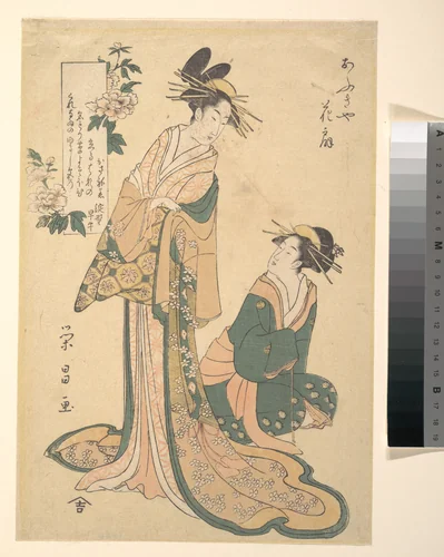 Courtesan and Her Maid by Chōkōsai Eishō, print, 1615-1868