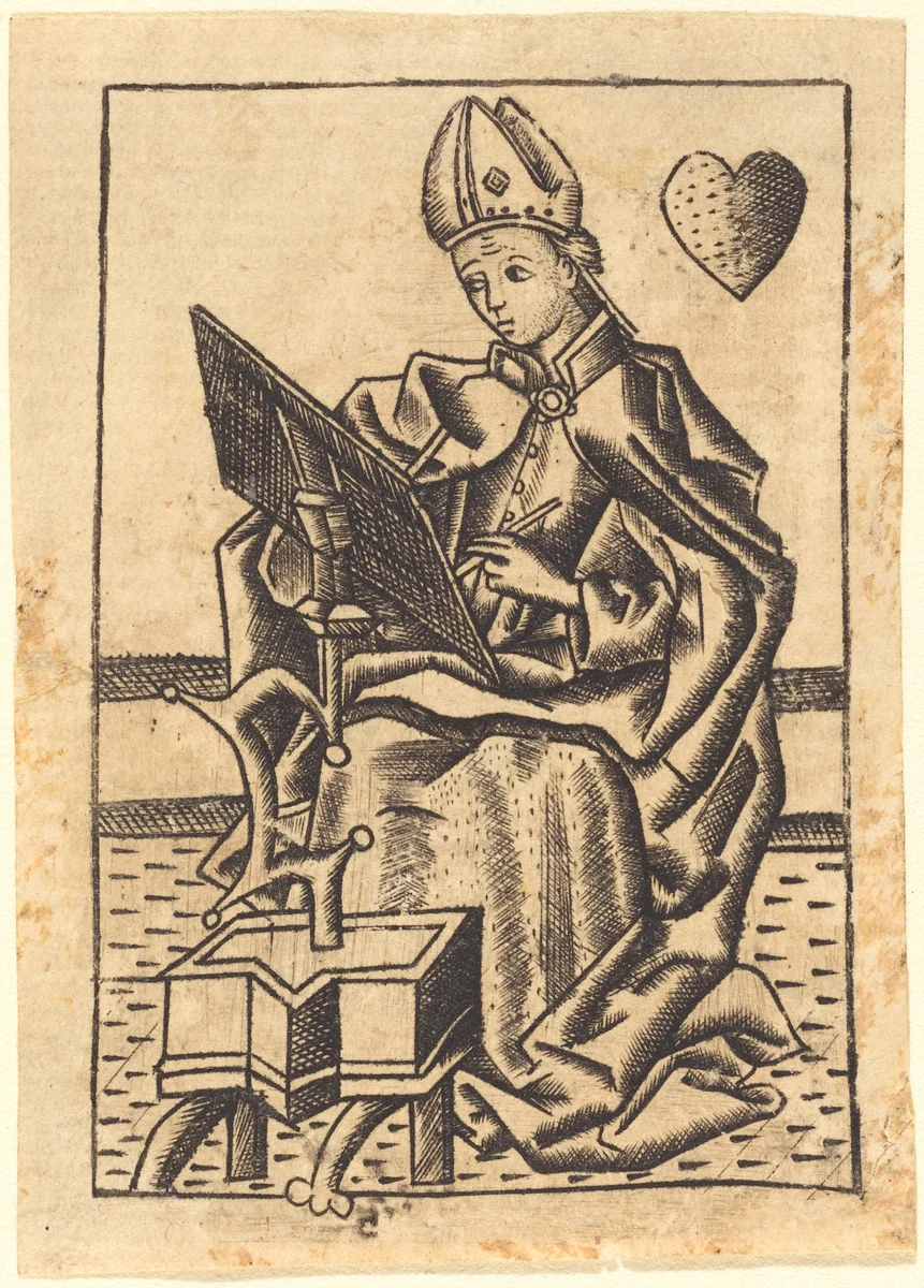 Saint Augustine by Master with the Banderoles, print, 1450-1460