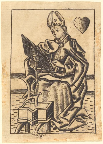 Saint Augustine by Master with the Banderoles, print, 1450-1460