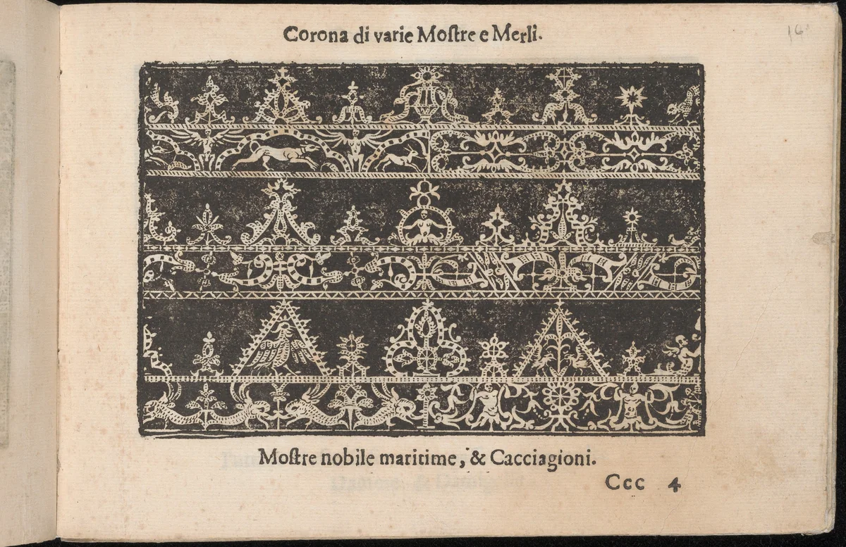 Corona delle Nobile et Virtuose Donne, Libro Terzo, page 16 (recto) by Cesare Vecellio, book, 1620