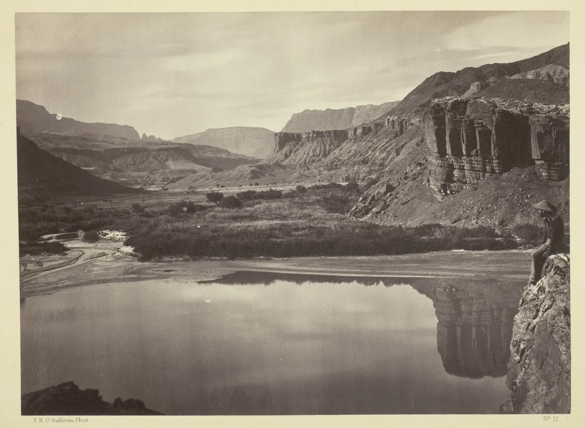 Looking Across the Colorado River to the Mouth of Paria Creek by Timothy O'Sullivan, photograph, 1873
