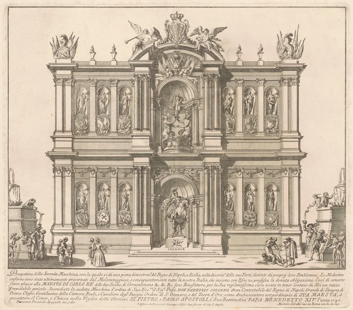 The Seconda Macchina for the Chinea of 1746: The Territories of the Kingdom of Naples by Miguel de Sorellò; Francisco Preciado de la Vega, print, 1746