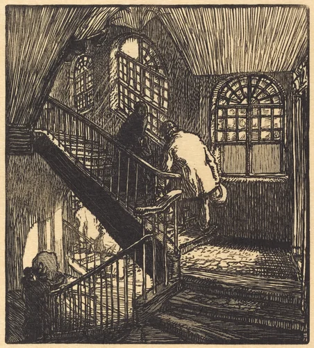 Escalier de la maison ou etait le Chateau Rouge by Auguste Lepère, print, 1901
