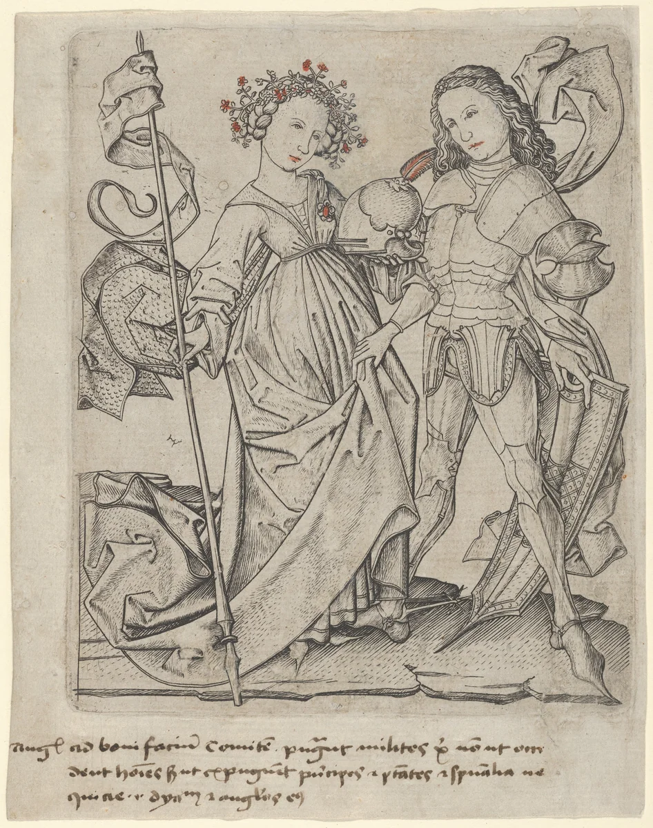 The Knight and the Lady by Master ES, print, 1445-1467