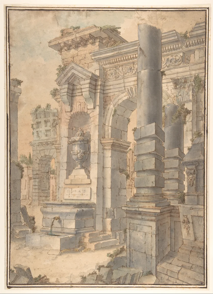 Design for a Painted Wall Decoration by Francesco Stagni, drawing, 1800-1830