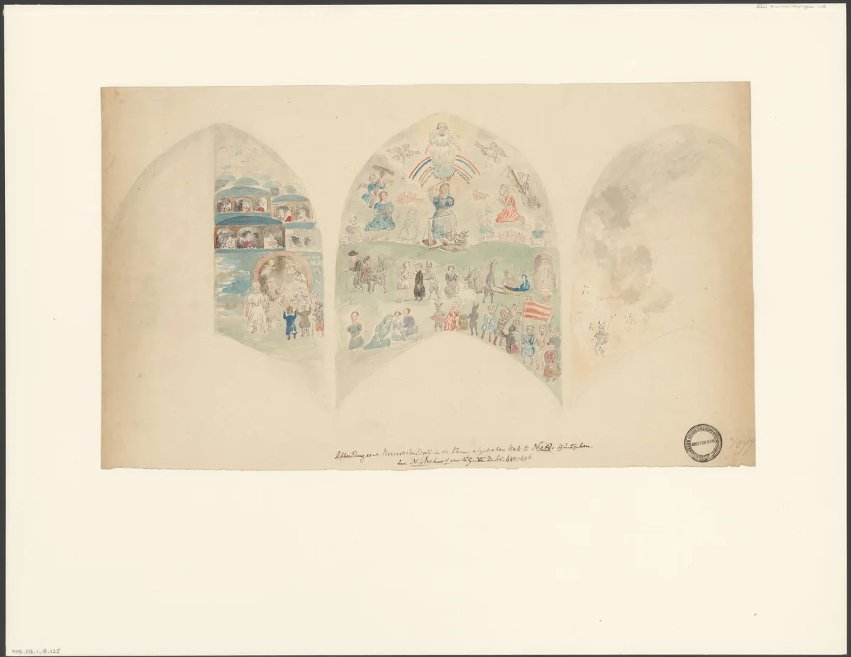 Muurschildering met het Laatste Oordeel by anonymous, drawing, 1846