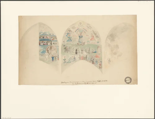 Muurschildering met het Laatste Oordeel by anonymous, drawing, 1846