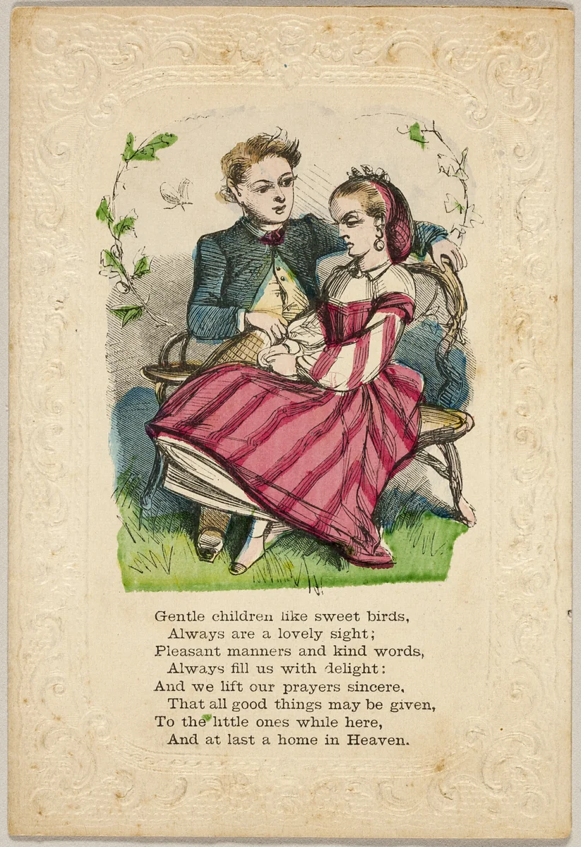 Gentle Children Like Sweet Birds (valentine) by Unknown Artist, other, 1860-1869