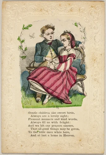Gentle Children Like Sweet Birds (valentine) by Unknown Artist, other, 1860-1869
