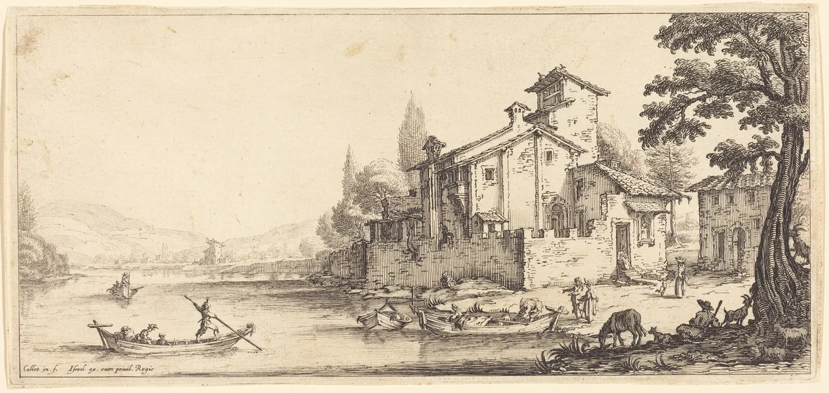The Walk by the Water by Jacques Callot, print, 1630