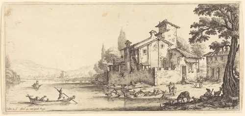 The Walk by the Water by Jacques Callot, print, 1630