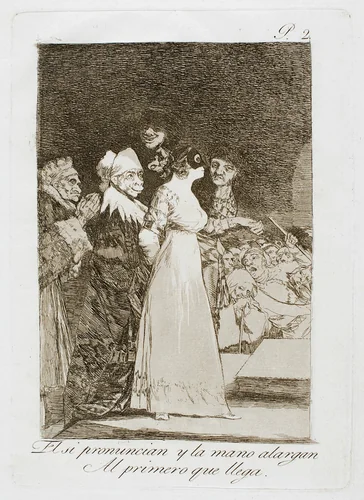 They Say 'Yes' and Give Their Hand to the First Comer, plate two from Los Caprichos by Francisco José de Goya, print, 1797-1799