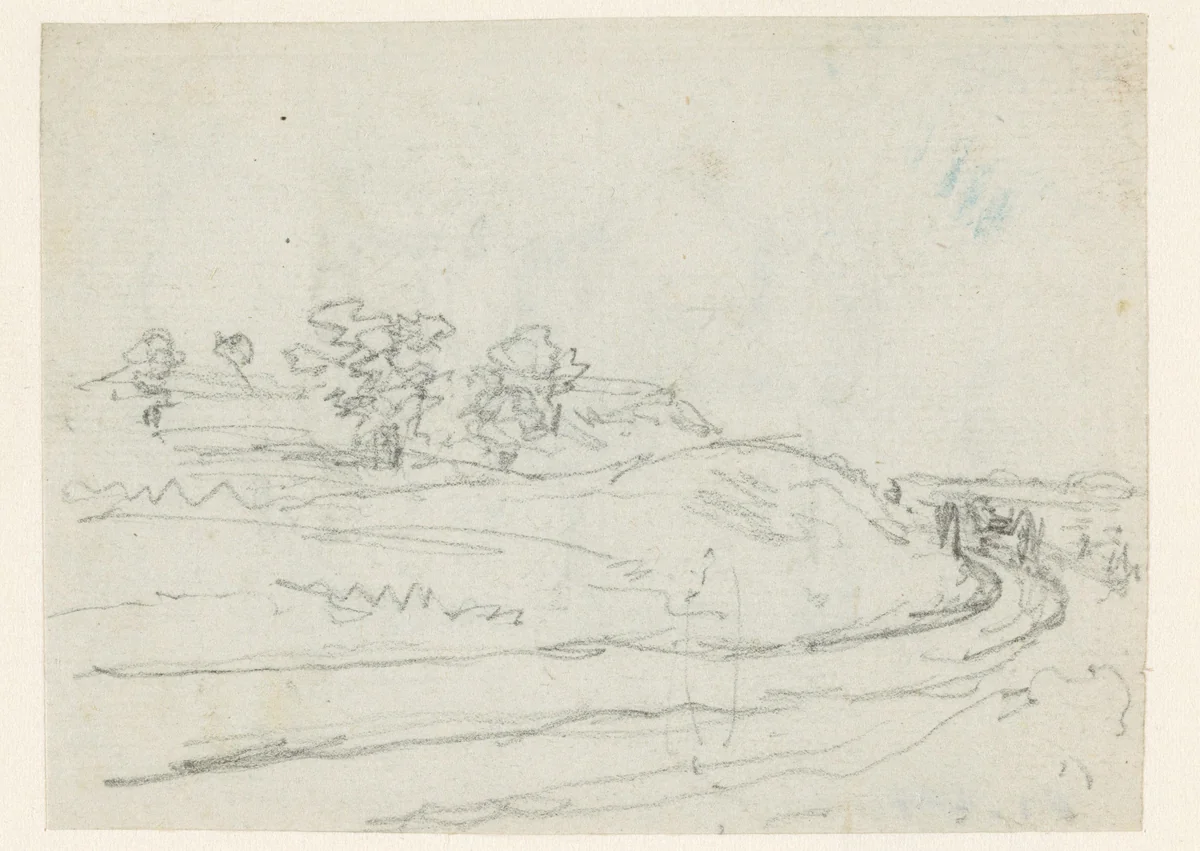 Schets van heuvellandschap met weg by Georges Michel, drawing, 1773-1843