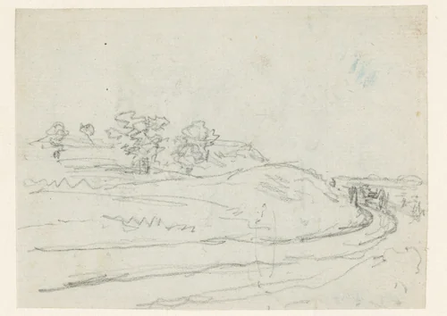Schets van heuvellandschap met weg by Georges Michel, drawing, 1773-1843