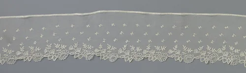 Strook applicatiekant met à-jour bloem- en bladtak by anonymous, other, 1840-1850