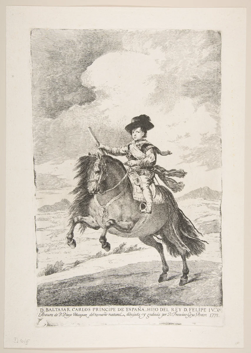 Baltasar Carlos on horseback by Goya, print, 1778