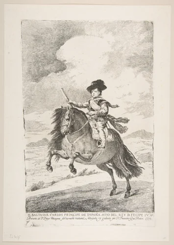 Baltasar Carlos on horseback by Goya, print, 1778