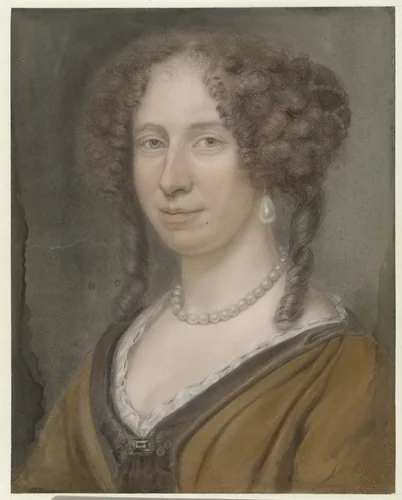 Portret van onbekende dame by Bernard Vaillant, drawing, 1678