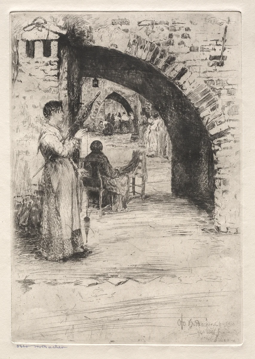 Etchings of Venice: Net Makers by Otto H. Bacher, print, 1881